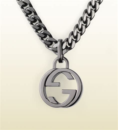 gucci womens silver necklace|gucci silver and onyx necklace.